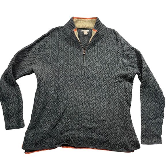Carbon 2 Cobalt XL Gray Cable Knit Sweater 1/2 Zipper 100% Cotton Cable Knit - Picture 1 of 4